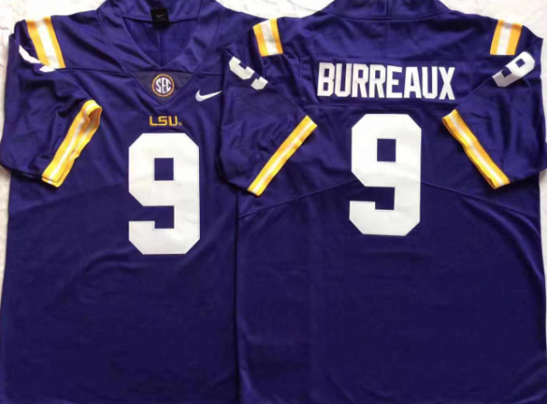 Men's LSU Tigers Joe Burrow #9 Purple Alumni Team Jersey